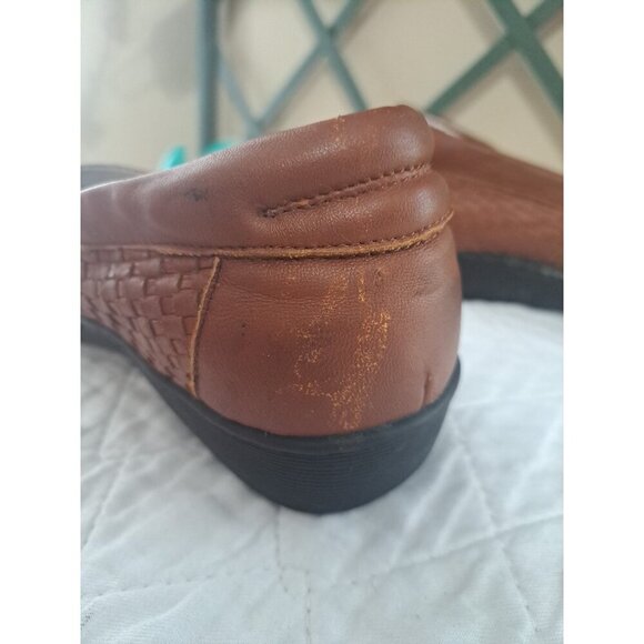 Gravity Defyer Women's 10 Brown Woven Leather Mary Jane Flats FLAW - Picture 10 of 11